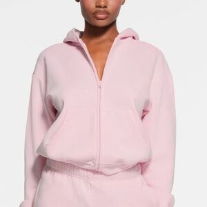 Skims Cherry Blossom Cotton Fleece Classic Zip Up Hoodie